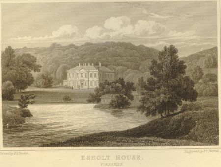 Esholt Hall by JP Neale, 1821. © The Trustees of the British Museum