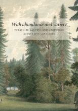 Cover of publication 'With abundance and variety', showing a painting of trees in a landscaped garden.